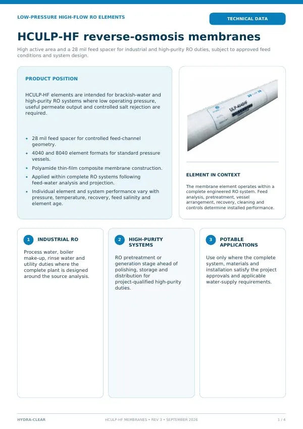 HCULP-HF RO Membranes cover
